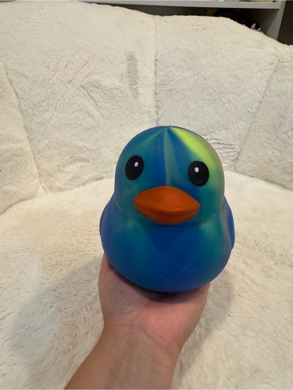 Blue & Green Rubber Duck with Orange Beak
